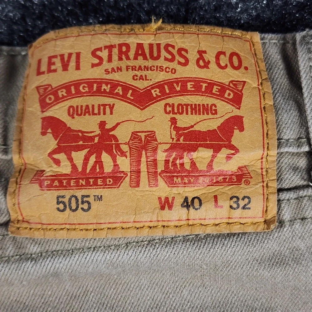 Levi's 505 Regular Fit Jeans Mens 40x32 Khaki Tan Straight Leg Denim Pants